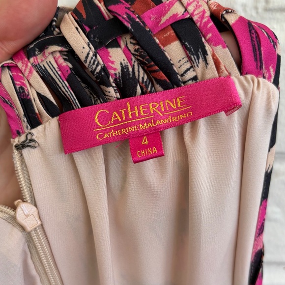 Catherine Malandrino Halter Midi in Pink, Cream, Orange & Black | SZ 4 EUC! - Picture 8 of 11